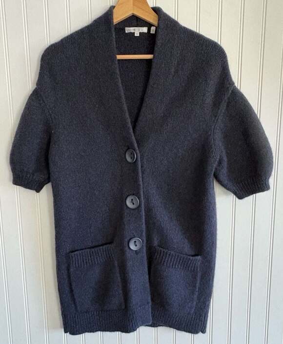 Vince Sweaters - Vince Alpaca Wool Blend Short Sleeve Button-Front Cardigan Sweater